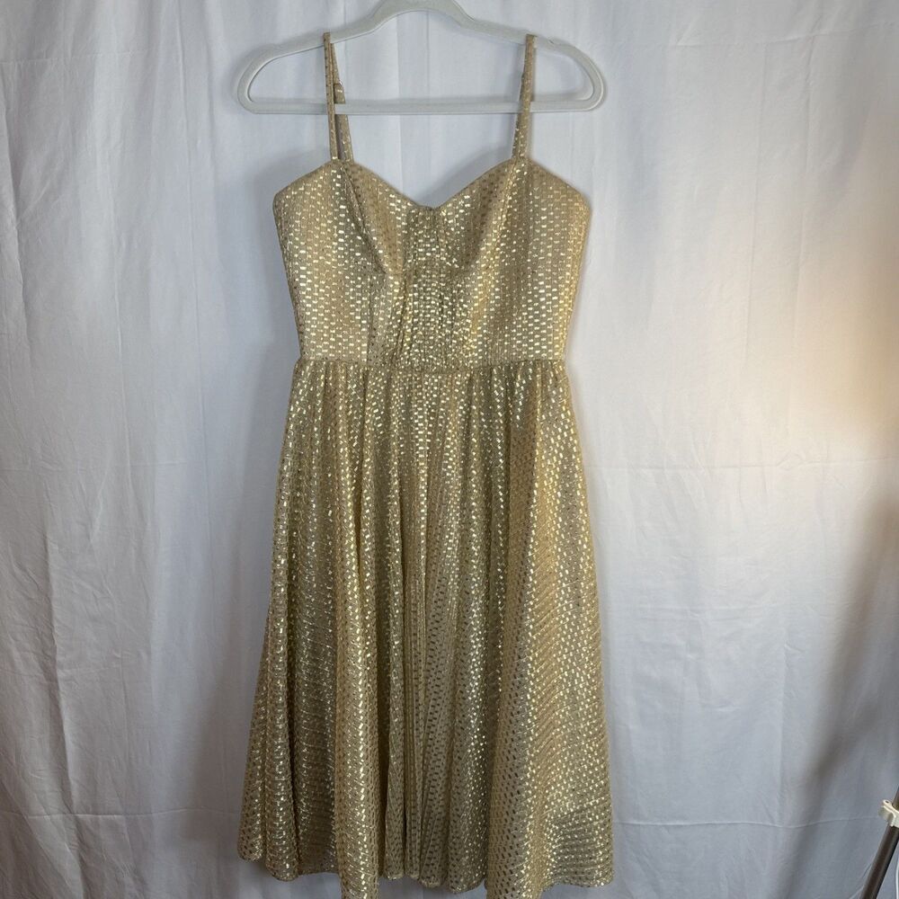 Dress The Population Gold Corset Style Top  Dress Size Medium Preowned